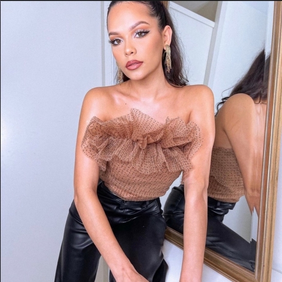 Zara tulle ruffle crop top - Picture 4 of 15